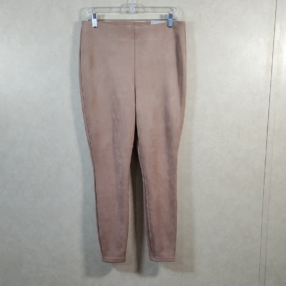 6122 Chico's tan faux suede leggings 1 M NWT